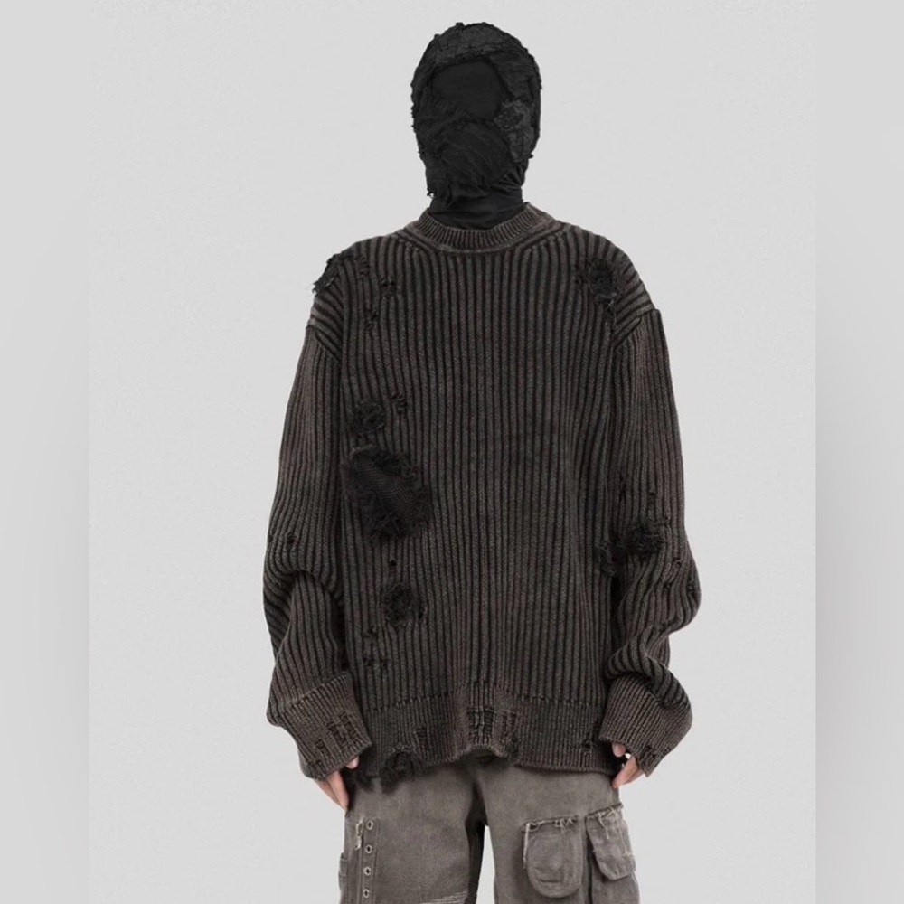 UNDERWATER Wasteland RIPPED Sweater Charcoal //Distressed Sweater Sz L NWT - Picture 5 of 16